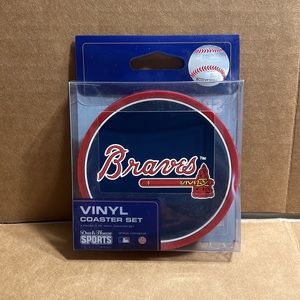 Atlanta Braves MLB Vinyl Coaster Set (Pack of 4) Brand New